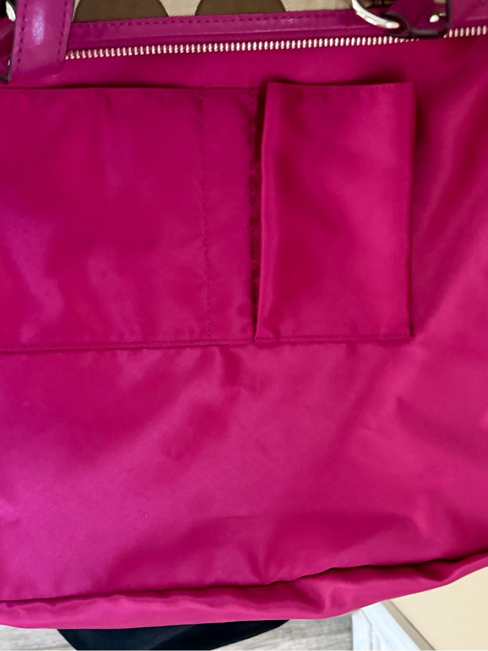 Coach Signature Canvas Tote with Fuchsia Trim - Picture 6 of 7
